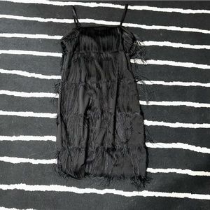 Black Flapper Costume Dress Adjustable Straps Size M/L Fit